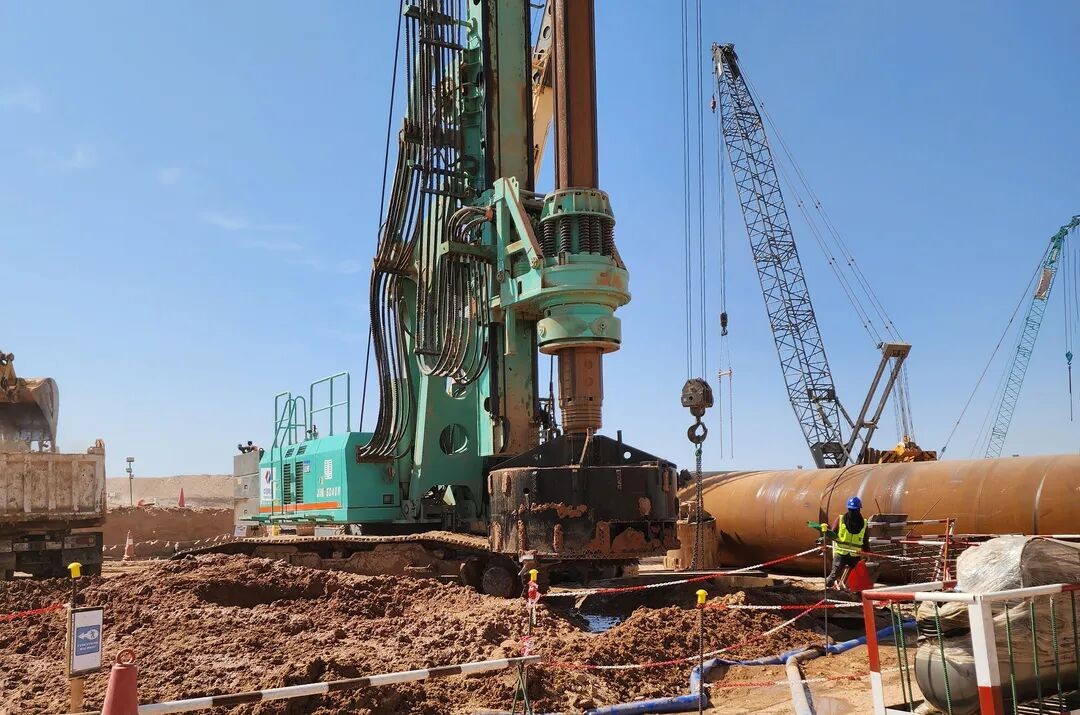 中国水电基础局携手上海金泰，共筑中东基建新里程碑106.16米超深桩